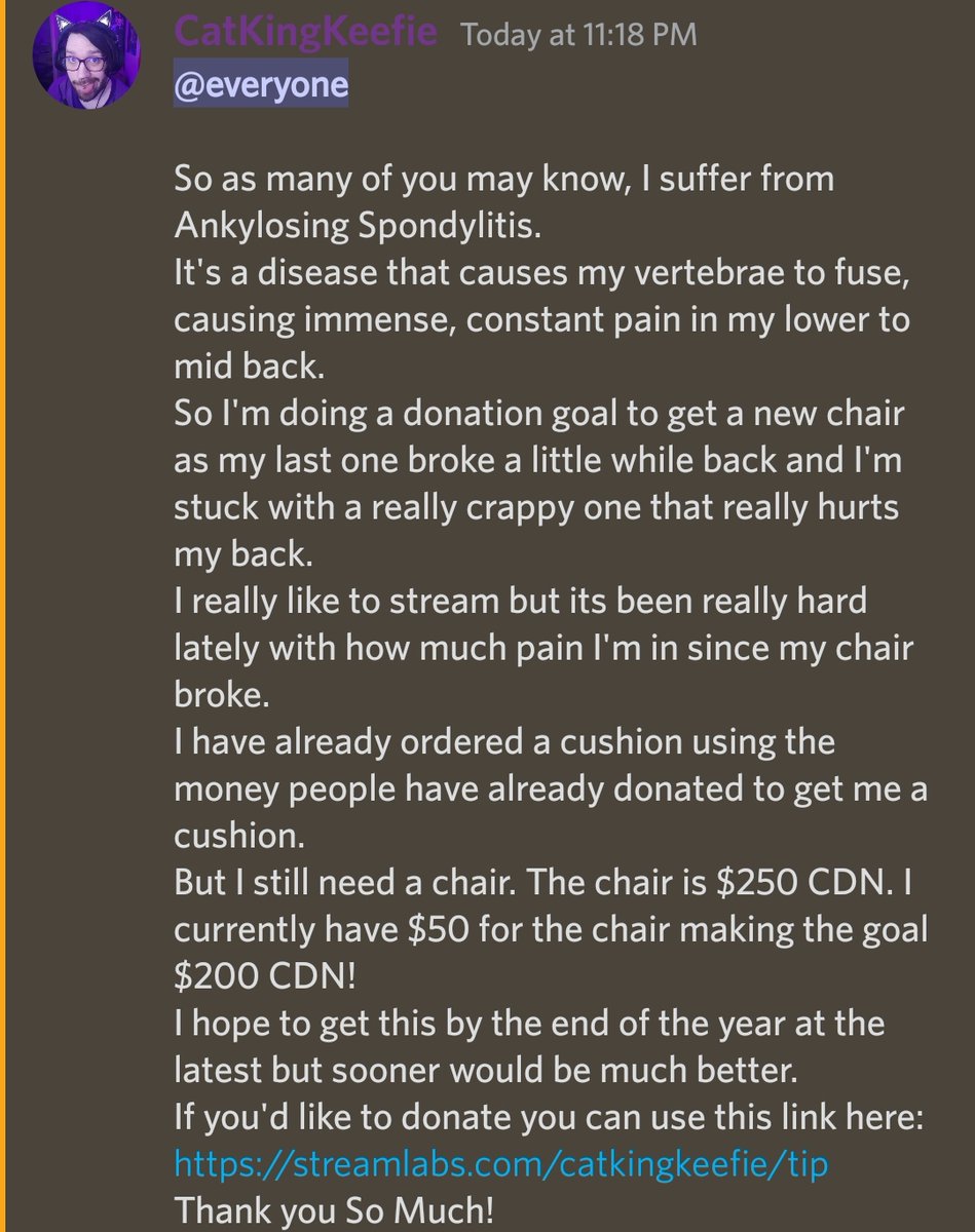 CatKingKeefie's tweet photo. Cushion Got!
Chair Needed! 
I attached a picture of the chair :3
Is pretty!

#Twitch #TwitchAffiliate #Fundraiser #invisibleillness #chronicpain #chronicillness #ankylosingspondylitis #backpain #donate 

https://t.co/ZO5vy6LvLJ https://t.co/hkzBsDYSGW
