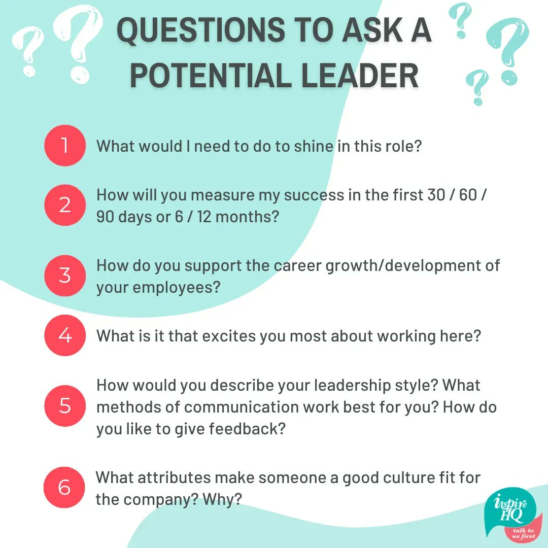 Inspire_HQ's tweet photo. Bad leader or bad fit? Rather than labelling a potential leader as “bad” or “good”, it can be helpful to think about what you're actually seeking in a one.
What questions do you ask a potential leader?
#leader #questions https://t.co/DP5W6gWRgo