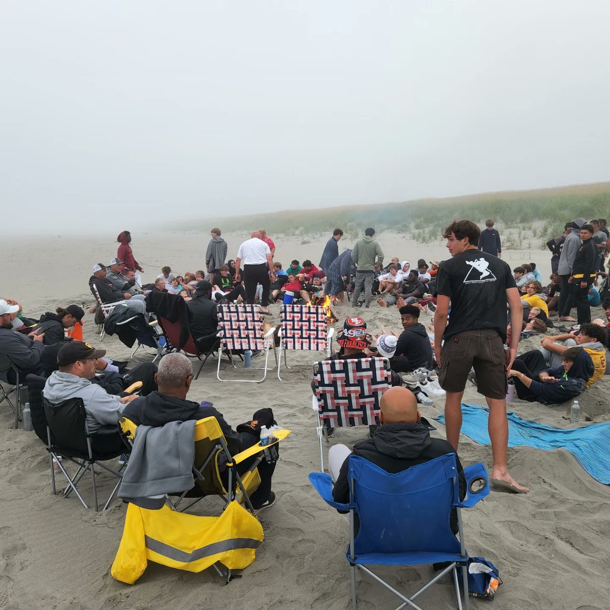 ccramfootball's tweet photo. Annual Rilea camp fire getting started. Always a special night. #IFYOUKNOWYOUKNOW #GORAMS #TCOM #CRAFTED #JUMPINTHEPOOL https://t.co/rafexfh8R7