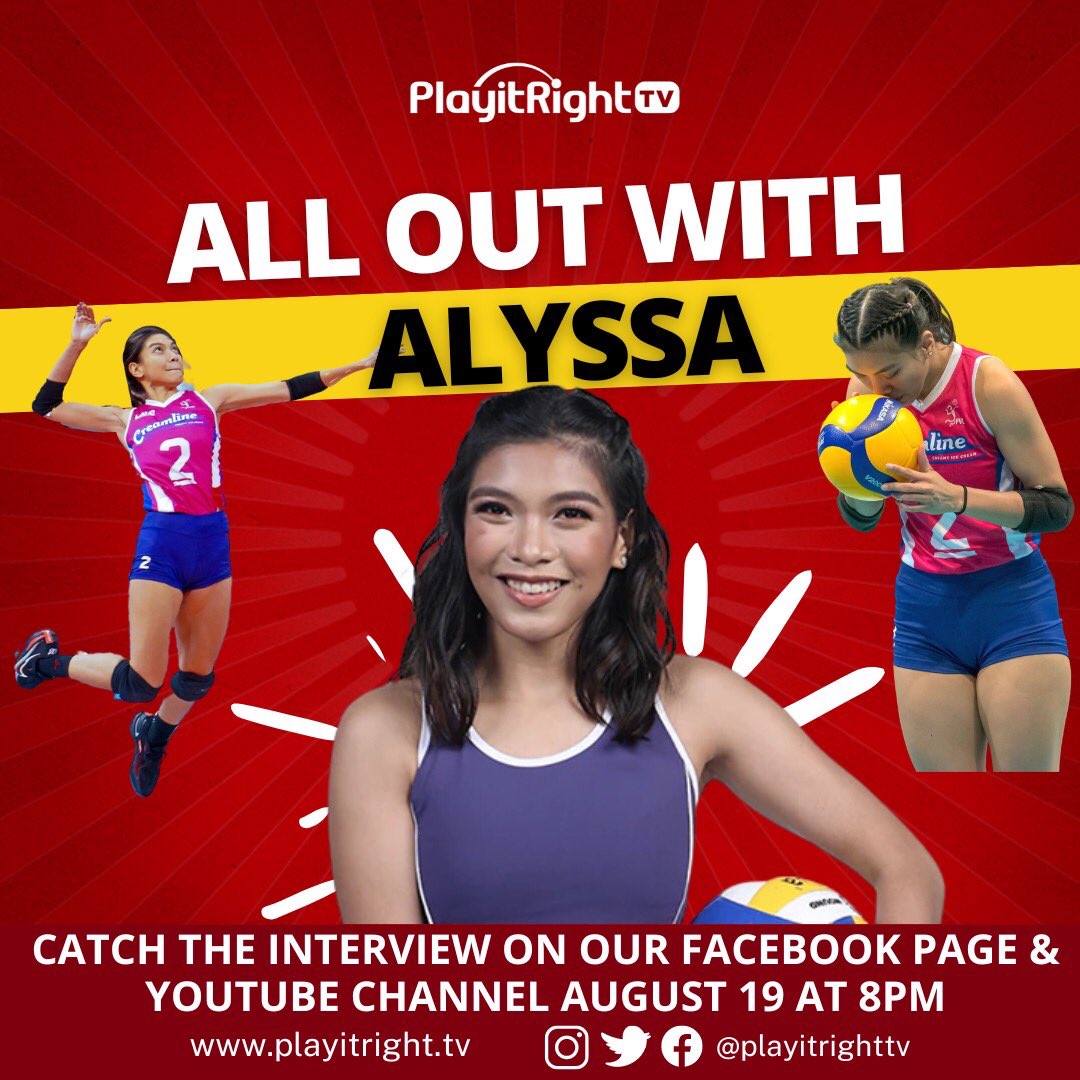 PlayitRightTV's tweet photo. Catch our interview with the one and only Alyssa Valdez tonight at 8pm. Ly talks about her volleyball journey, discipline, respect, love for fans, her dreams, representing the flag, her new look and so much more! You won’t want to miss this! https://t.co/smEFrm3Anj