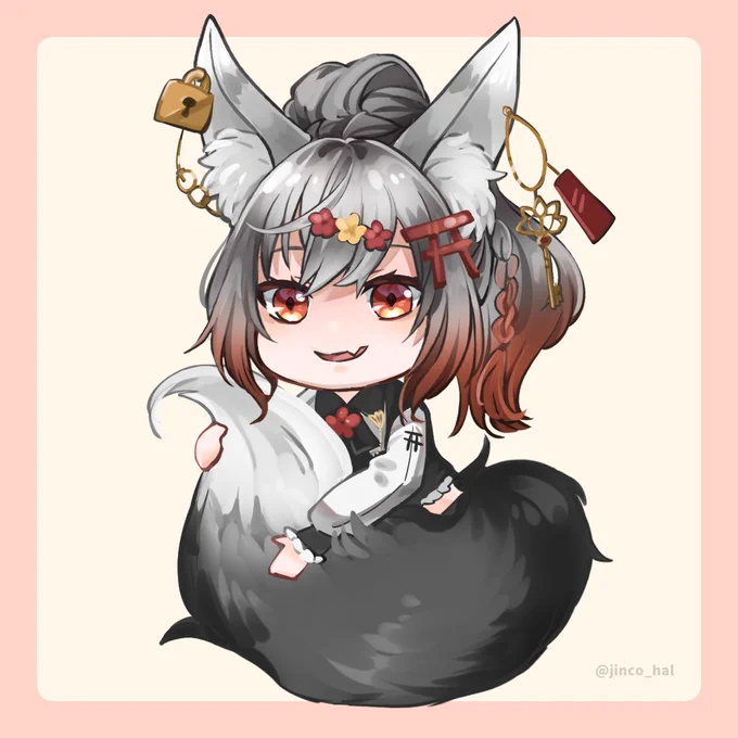 企画にて、八つ刻モナカさん( )を描かせて頂きました。大きなもふもふの尻尾とお耳がキュートです。かわいいお声でお歌もとてもお上手でした。歌ってみたやゲーム配信を主に活動中の様です!#モナ絵画展 (※ご本人様:背景透過PNGデータが必要でしたらDMにてお声かけください) 