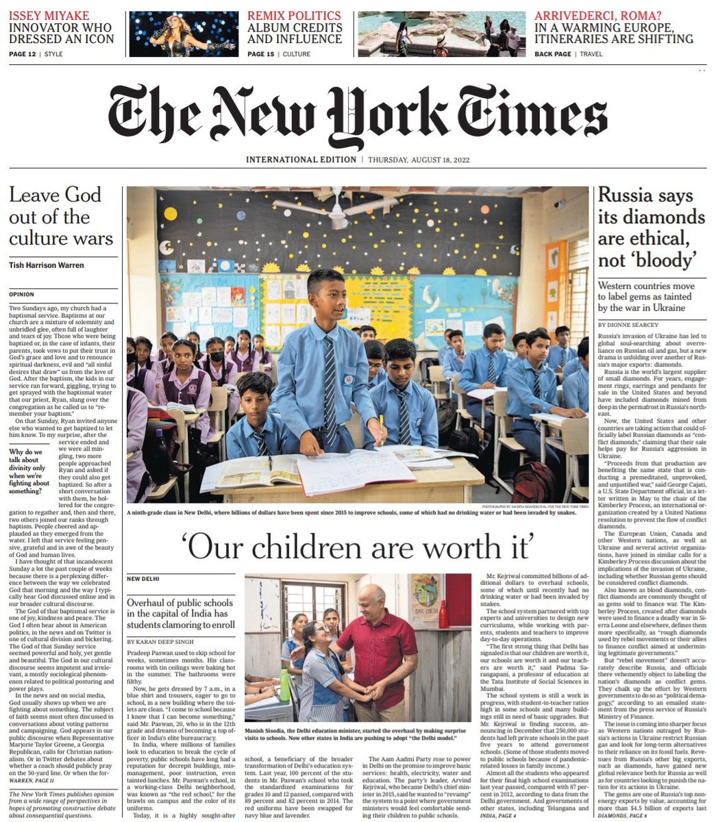 AamAadmiParty's tweet photo. Front page of The New York Times 😍

CM @ArvindKejriwal's ‘Bharatvaad’ is making India PROUD 🇮🇳 #MakeIndiaNo1 https://t.co/kvzoXxAdIl