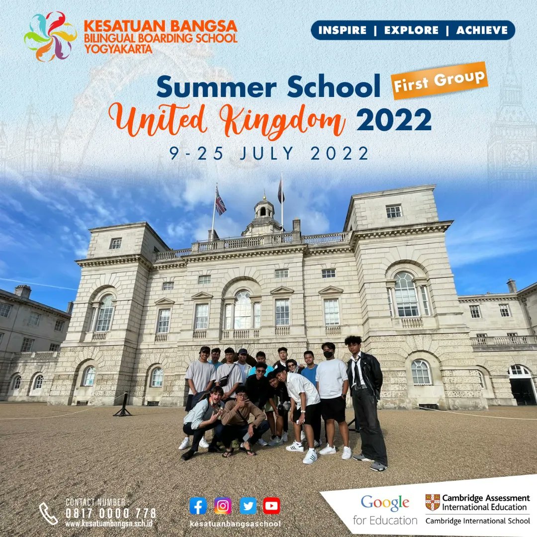 KesatuanBangsa's tweet photo. Summer School United Kingdom 2022. First Group, 9-25 July 2022
Yaaayy! Summer School di Sekolah Kesatuan Bangsa akhirnya diadakan kembali. Acara ini disambut dengan antusias oleh siswa SMP SMA Kesatuan Bangsa
#summerschool #summerschool2022 #unitedkingdom #london2022 #summer https://t.co/xI0XQqAQs2