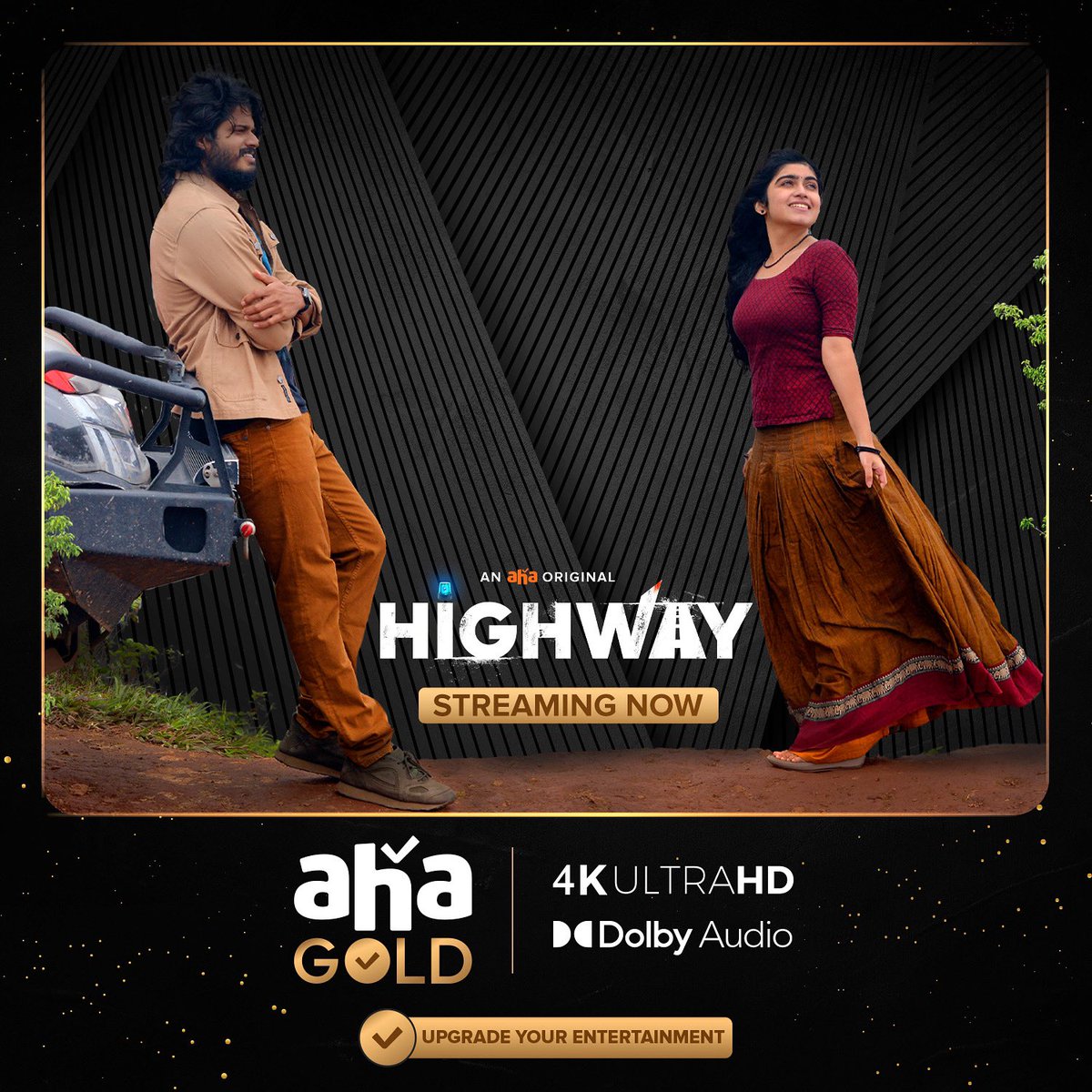 Keep your munchies ready,The nail-biting action thriller ‘Highway’ Experience it in 4K and Dolby. Streaming now. #HighwayOnAHA ▶️ aha.video/movie/highway @ahavideoIN @ananddeverkonda @SaiyamiKher @nowitsabhi @kvguhan @simonkking #VenkatTalari @adityamusic #manasaradhakrishnan