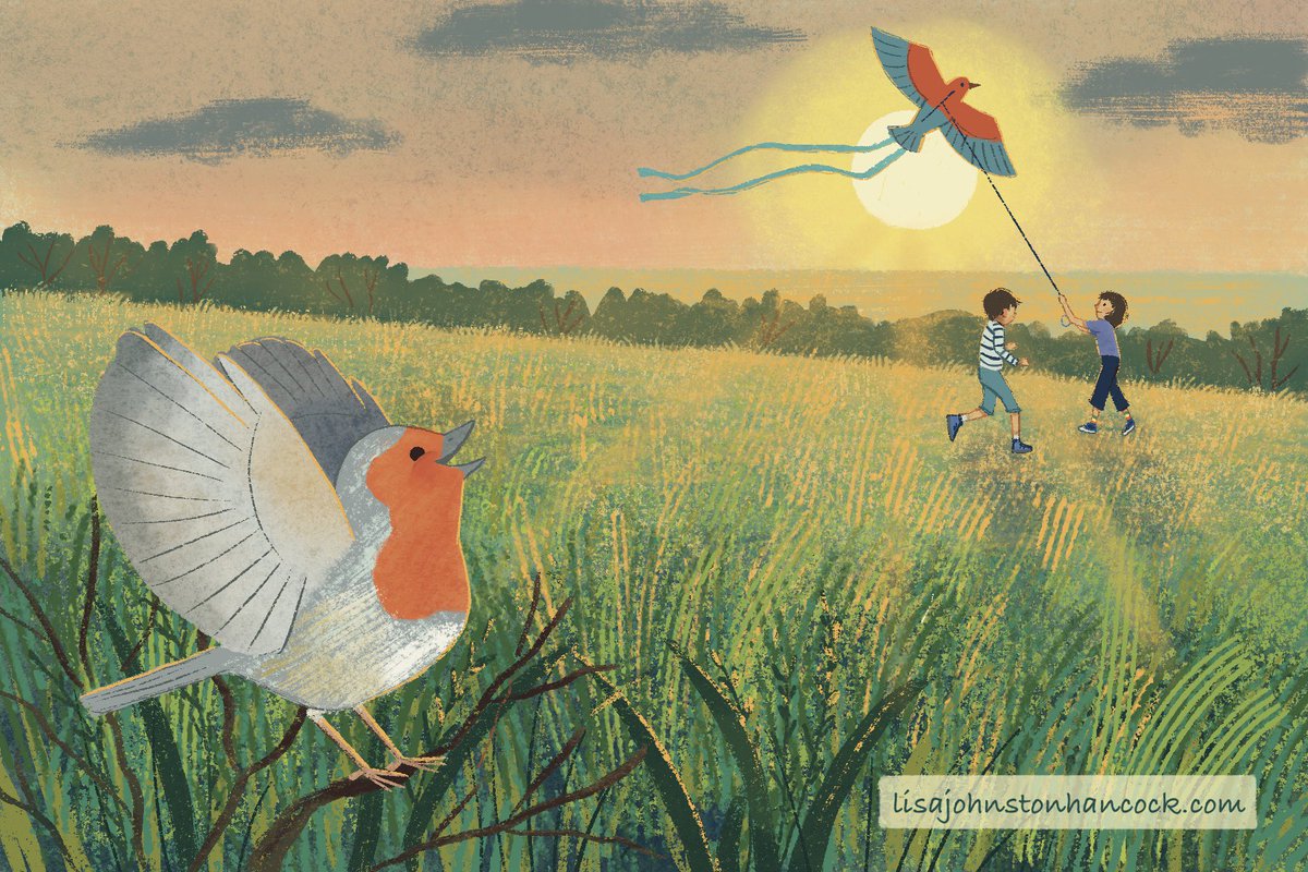 LisaJHancockArt's tweet photo. It’s #kidlitartpostcardday and today I’m sharing a recent promotional piece. 

I love creating whimsical, textural images with nature as the central focus. Rep’d by the wonderful @AnaCrespoBooks 

#illustrationartists #kidlitartists #englishrobin #womenwhodraw #ilovepicturebooks https://t.co/8q4DGcLPHt