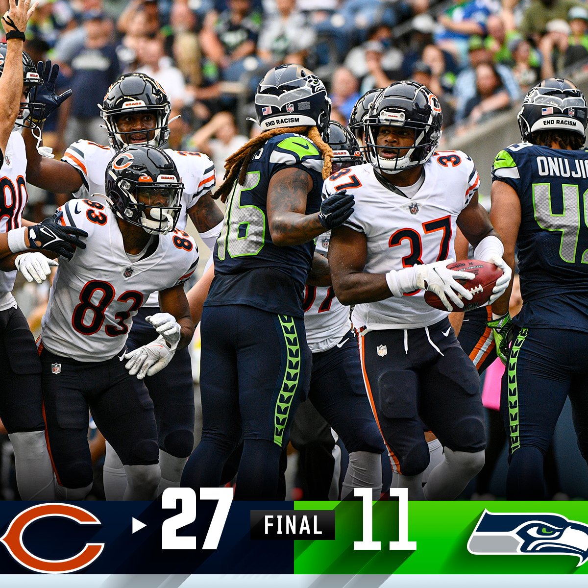 NFL's tweet photo. FINAL: The @ChicagoBears head home with a win! #CHIvsSEA https://t.co/LLRdgHuH47
