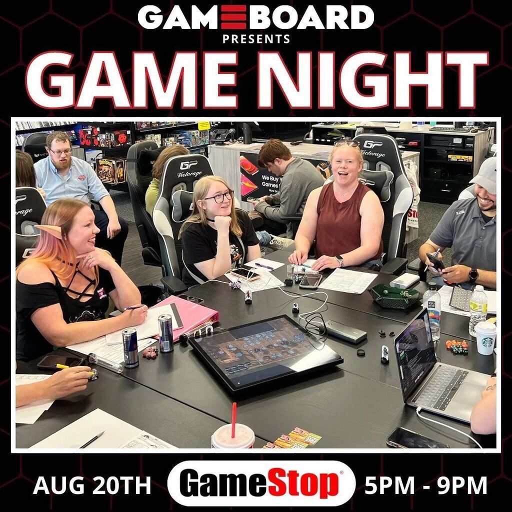 We are going to be at <a href="/gamestop/">GameStop</a> off Colorado Blvd hosting a Game Night with @lastgameboard. This Saturday, August 20th 5-9pm 

960 A Colorado Blvd Denver CO 80246

#gaming #gameboard #gamestop #tabletopgaming #dnd