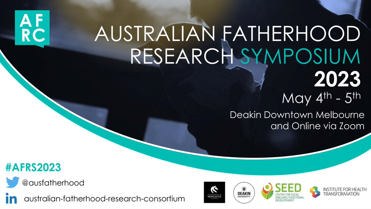 We are inviting all #fatherhood researchers and practitioners to save the date for the 2023 Australian Fatherhood Research Symposium on the 4th and 5th of May! For more info, go to: mappresearch.org/australian-fat…
#AFRS2023 #Menshealth @DeakinSeed <a href="/MAPP_Research/">MAPP Research</a> <a href="/IHT_Deakin/">Institute for Health Transformation</a>