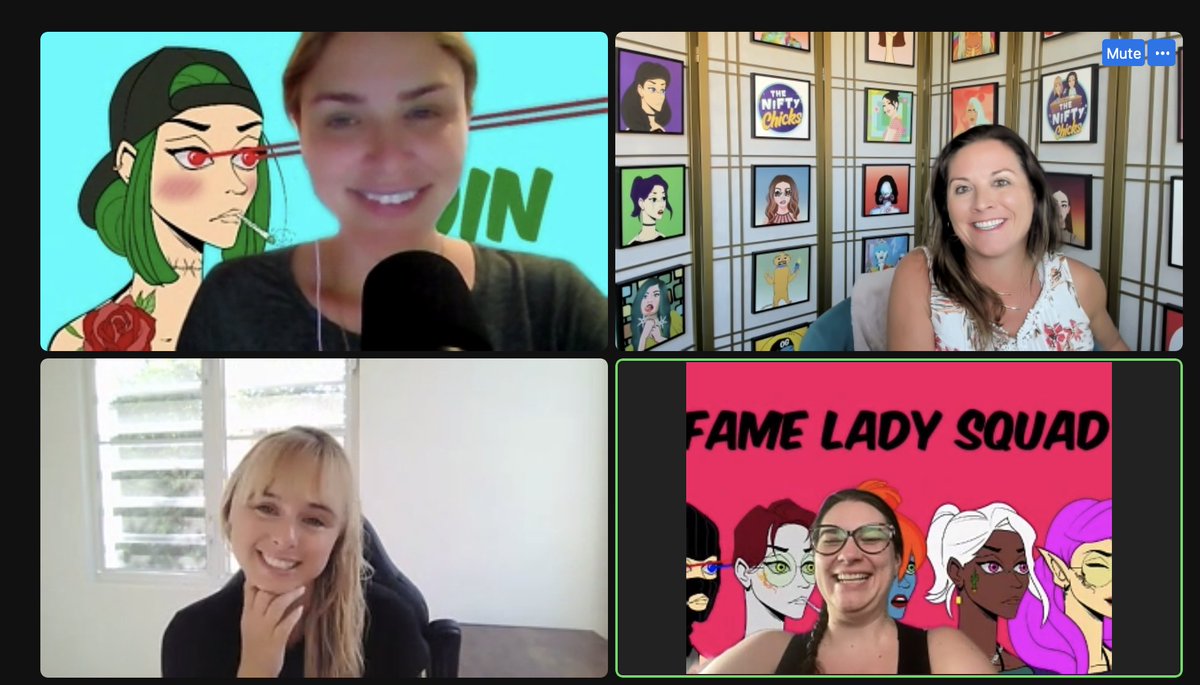 TheNiftyChicks's tweet photo. All of our favorite ladies! Love you #FLS #FameLadiesSquad @iamboredbecky @NFTignition @TheJeNFT @erincell thanks for having us on From the Blockchain! 💋 https://t.co/CVo1Wih4HH