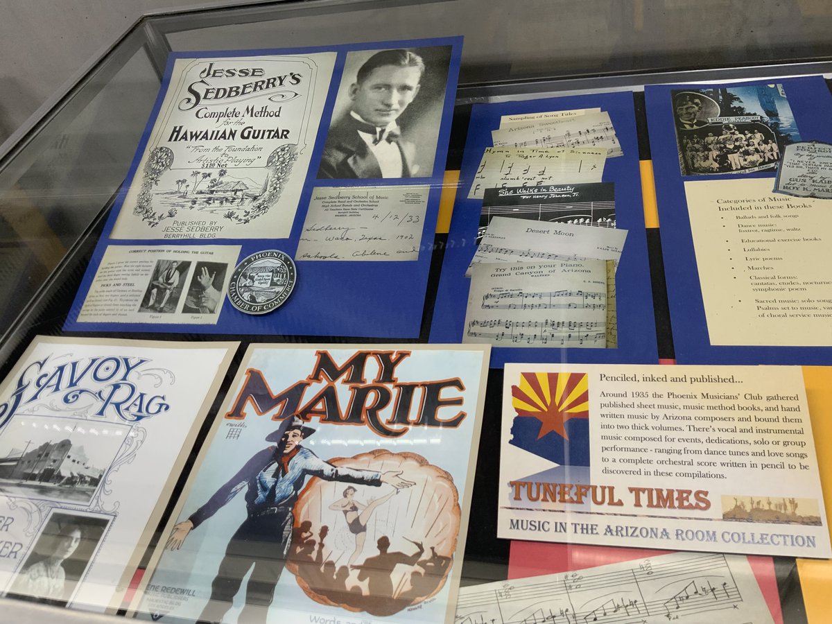 PhxLibrary's tweet photo. Drop by the #ArizonaRoom for a look at the featured collection this month: Music. 🎶 Discover a wide variety of Arizona music & music makers from the past including: Japanese Jazz, sheet music & more. https://t.co/KADHYFJjIl #ArizonaHistory #BurtonBarrCentralLibrary https://t.co/aJ8YjUWOIF