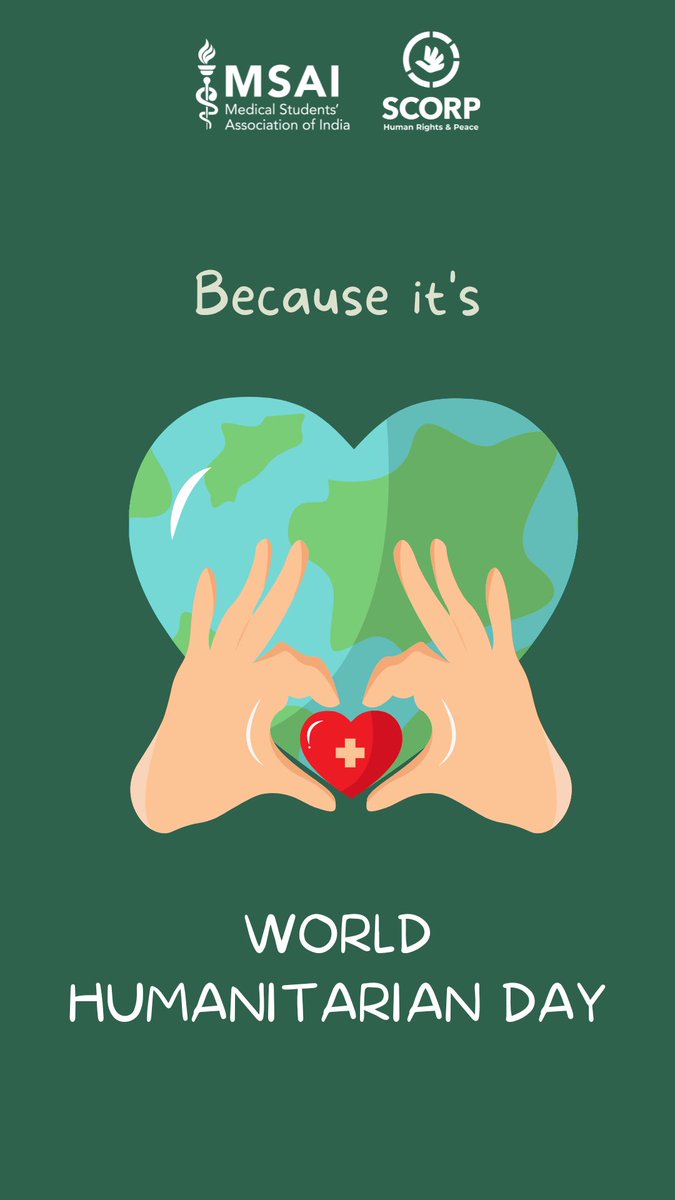 msai_india's tweet photo. Each year, World Humanitarian Day, on 19th of August, focuses on advocating for the survival, well-being and dignity of people affected by crises, and for the safety and security of aid workers.
It is a global celebration of people helping people. https://t.co/6QXN01OqIF