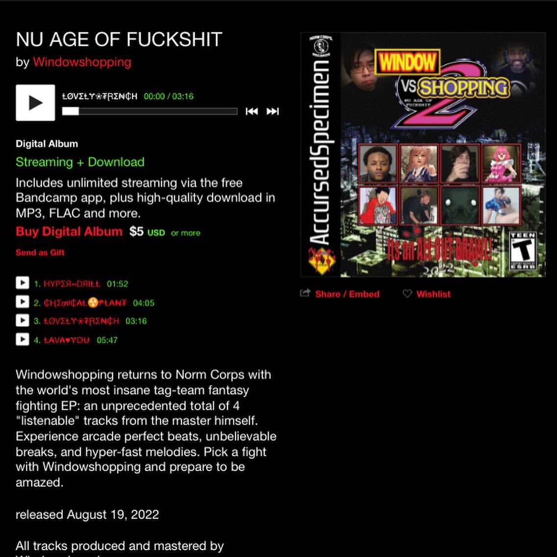 WINDOWSHOPPING - NU AGE OF FUCKSHIT: compact discs available on normcorps.bandcamp.com - some of the grooviest songs we’ve ever heard