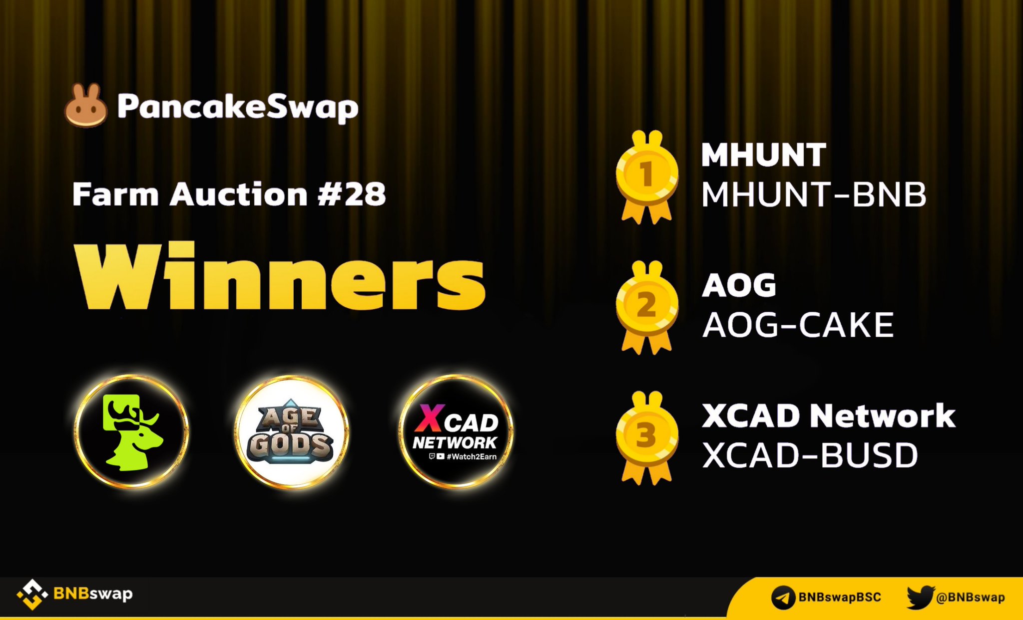 BNB Swap on Twitter "📢 Here are the PancakeSwap Farm Auction 28
