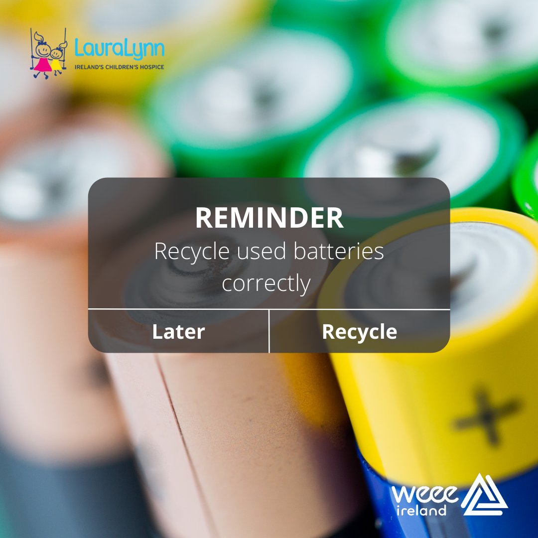 WEEEIreland's tweet photo. There's a correct way to recycle batteries - Look out for our blue battery boxes and recycle your used batteries anywhere that sells batteries, your local supermarket, electrical retailer or local authority recycling centre.

Set a reminder today! 📱 https://t.co/GHaNmbvINN