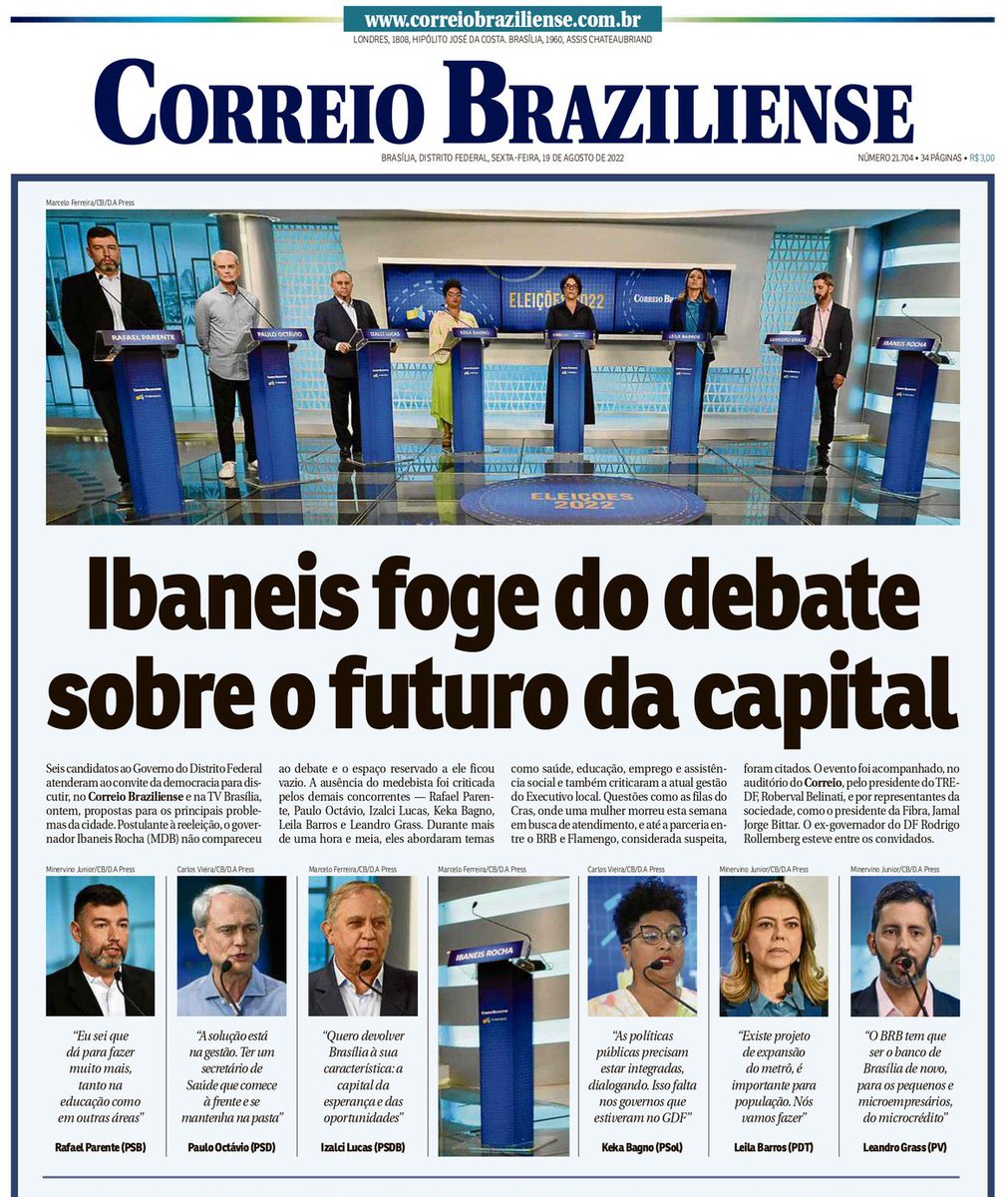 leandrograss's tweet photo. Bom dia para quem não vai votar naquele que fugiu do debate sobre o futuro da capital. @correio https://t.co/idD721UZqP