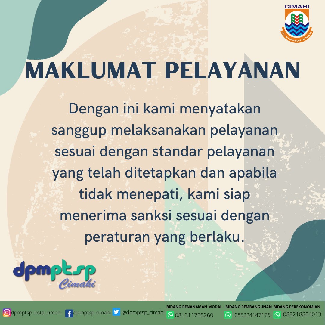 dpmptsp_cimahi's tweet photo. Maklumat Pelayanan DPMPTSP Kota Cimahi https://t.co/zbLnyPs32e