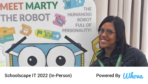 meet Marty the robot  #SSIT2022 #SchoolscapeIT2022 #SSIT #SchoolscapeIT via Whova event app whova.com/whova-event-ap…