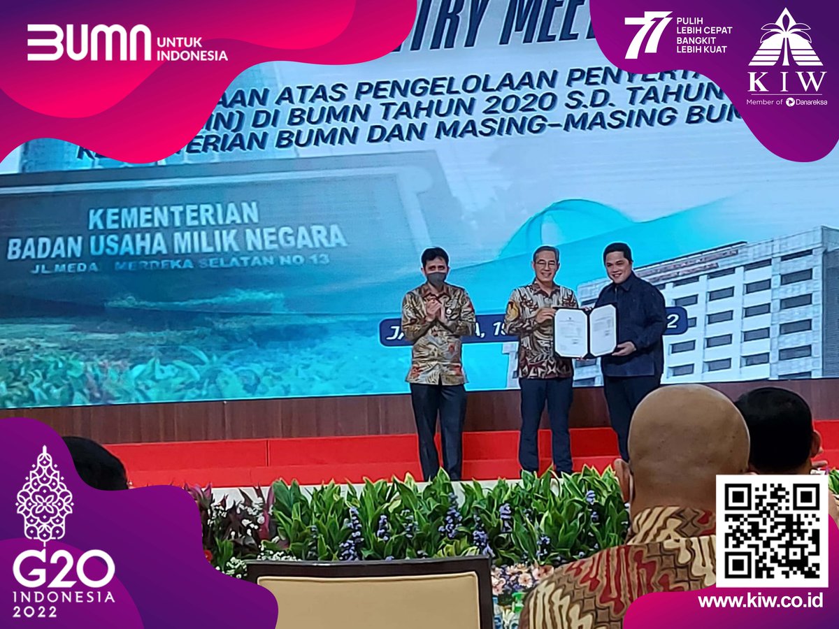 ptkiw's tweet photo. KIWinners,
Pada hari ini (19/08/2022) PT KIW hadir dalam acara Entry Meeting "Pemeriksaan atas Pengelolaan Penyertaan Modal Negara (PMN) di BUMN Tahun 2020 s.d Tahun 2022 pada Kementerian BUMN dan Masing-masing BUMN Penerima PMN" di kantor BPK RI Jakarta.

https://t.co/mVTF9D6Vx2 https://t.co/4UAPSypkna