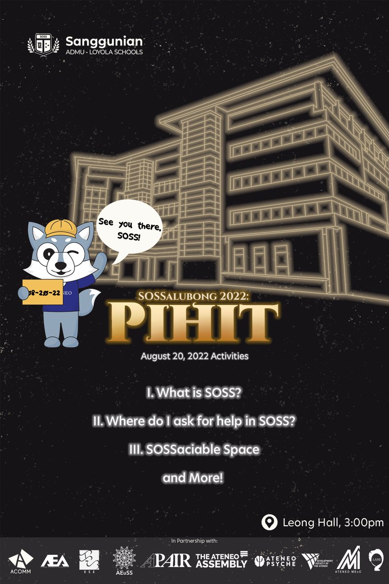 SangguSOSS's tweet photo. Are y’all set to go onsite? Here’s everything you need to know for our SOSSalubong 2022: Pihit Day 2!

REGISTER HERE: https://t.co/0dkNnaKu4Z https://t.co/L1qJy1zkqg