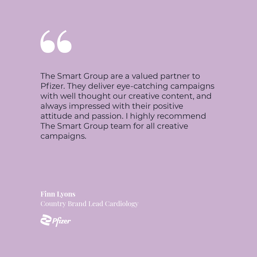 TheSmartGroupIE's tweet image. Our work with @Pfizer_Ireland  gets more and more exciting each year. We have worked with multiple brands on digital content for new product launches, awareness campaigns, events, and much more.
 
#testimonial #pharma #pharmadesign #pharmaceutical #creativeagency #amazingclient