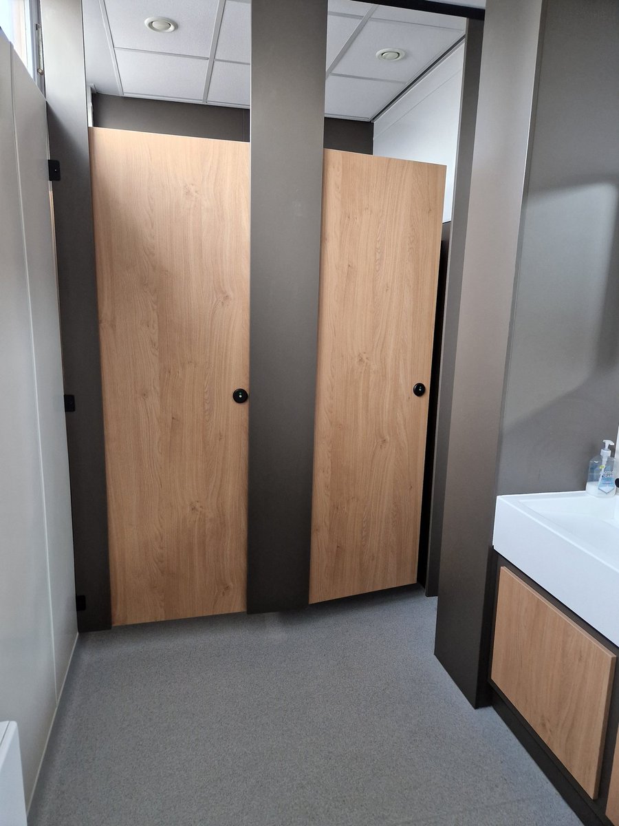 Recently completed spring/summer project in Bromley SE London. Renovation of aged communal lift lobby areas and toilets serving office areas. All manufactured and fitted by our team