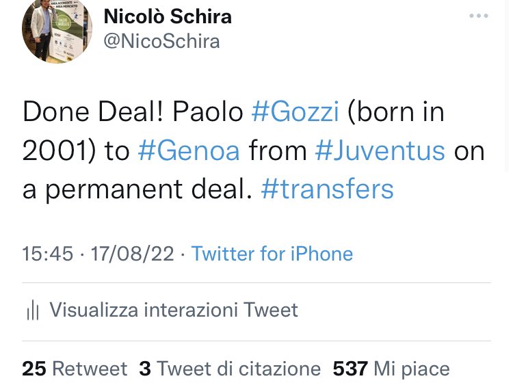 NicoSchira's tweet image. Now it’s official! Paolo #Gozzi to #Genoa from #Juventus on a permanent deal. #transfers