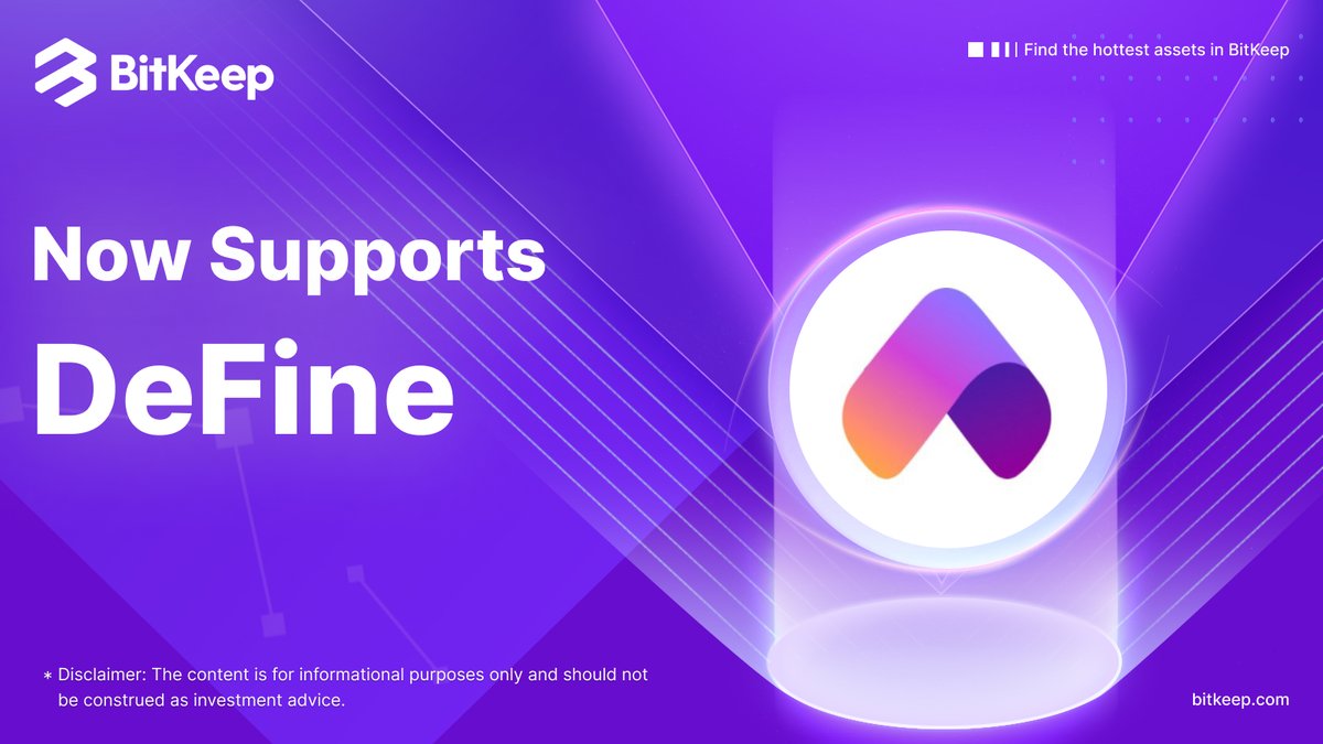 BitgetWalletFam's tweet photo. 🙌#BitKeep now supports @DeFinePlatform

👉#DeFine, the NFT based decentralized social network for creators and web 3.0 users. https://t.co/YR7WHmuFag