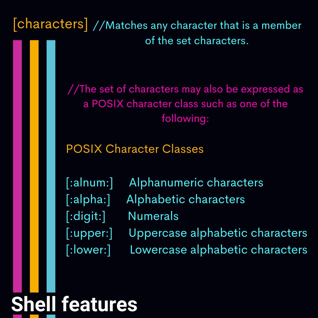 Imaeriths's tweet photo. Wildcards allow you to select filenames based on patterns of characters. The image below lists the wildcards and what they select:
#shell https://t.co/tlXG48O2FC
