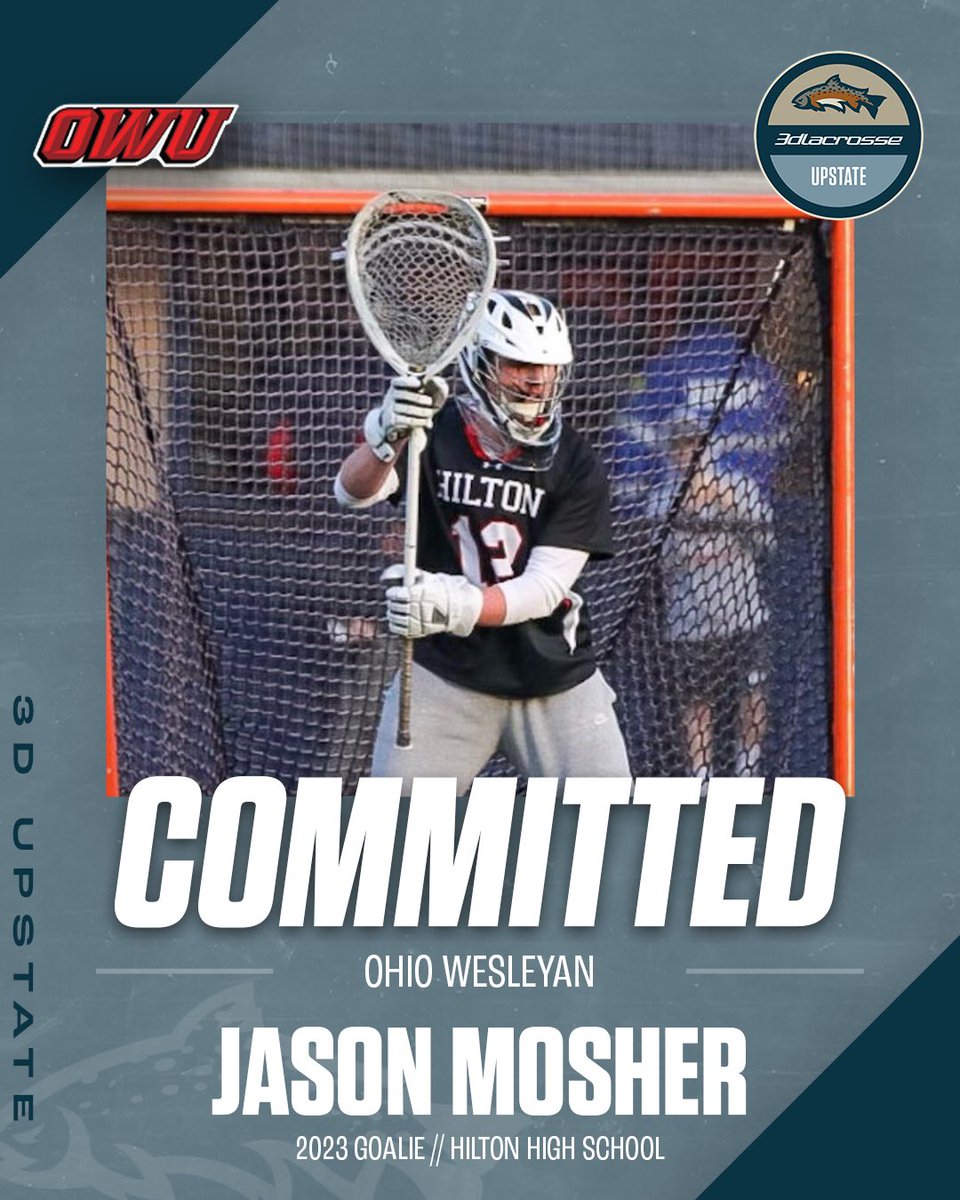 3dUpstate's tweet photo. Big Shoutout to Jason Mosher (Hilton, H.S.) on his recent commitment to attend Ohio Wesleyan!! 🔥
@3dlacrosse
#3dFamily #3ddifference #3dFamily https://t.co/pudz8uBdfV