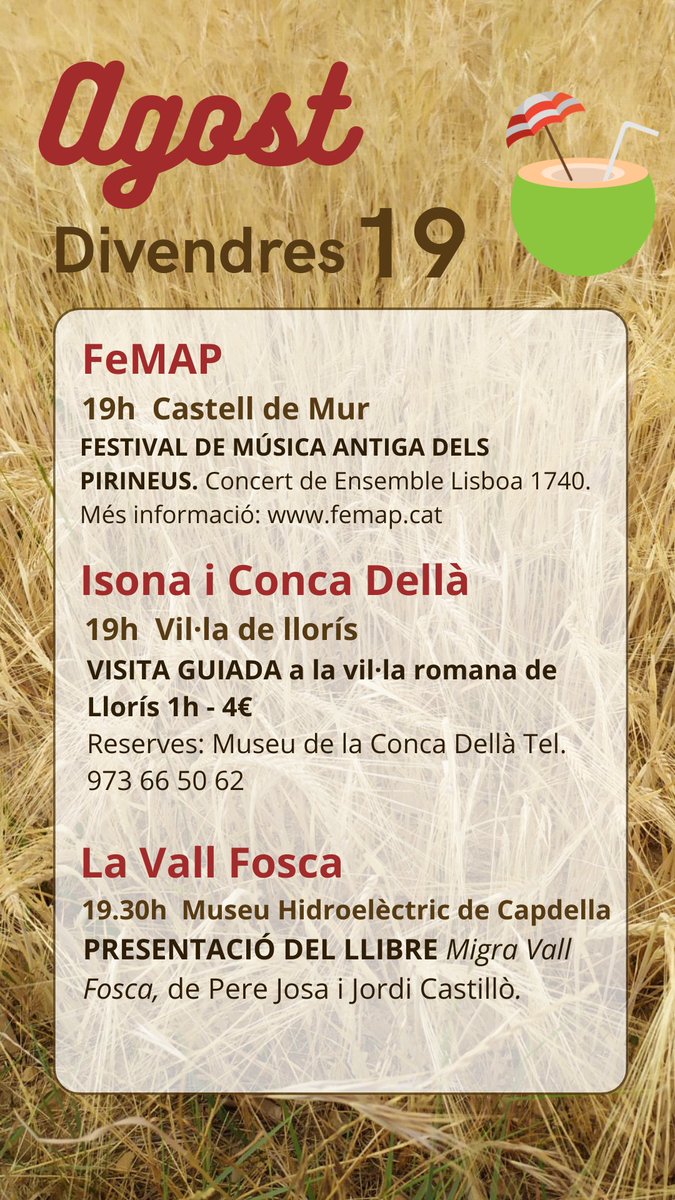 VisitJussa's tweet photo. Ets de cap de setmana al #pallarsjussà⁉️ Aquí ⬇️ trobaràs l'agenda d'activitats per aquests dies. Gaudeix-ne!!😉
*****
#capdesetmana #agendadeljussà #quefer #pallarsjussà https://t.co/lntfnRN78p