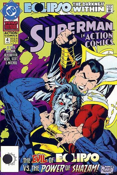 Eclipso was fun and had a great issue with my boy, the #OriginalCaptainMarvel battling an eclipsoed #Superman! Check out that #JoeQuesada cover!