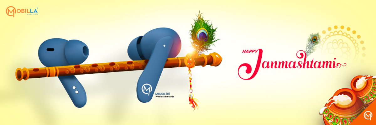 Mobilla0fficial's tweet photo. Break Matkas, not Earbuds. The MBuds 101 pocket friendly and sturdy case can withstand any Govinda.
Wishing everyone a Happy and Prosperous Janmasthami from the Mobilla family
.
.
#Mobilla #HarPalKeLiye #MobileAccessories #Electronics #MBuds #MBuds101 #Janmashtami #Dahihandi https://t.co/gFRxnBiRYH