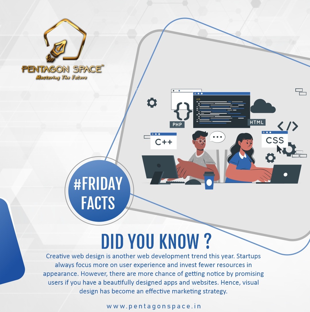 pentagon_space's tweet photo. Creative web design is another web development trend this year. Startups always focus more on user experience and invest fewer resources
#pentagonspacebangalore #pentagonspace #webdeveloper #webdesign #webdesigner #friday #FridayFacts #fullstackdeveloper #masteringthefuture https://t.co/tNq8k2NpAg