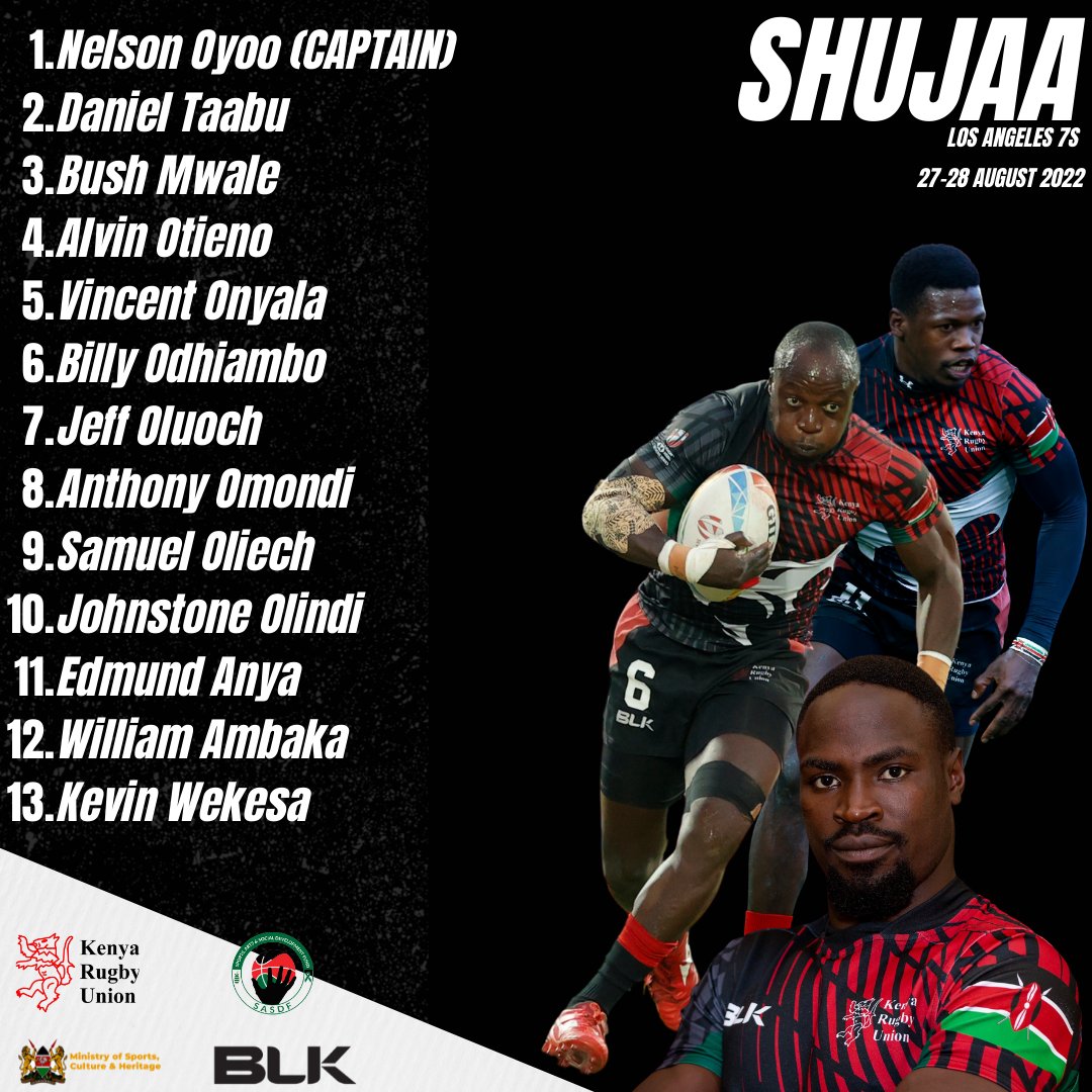 Kenya 7s squad for Los Angeles. Photo Courtesy/KRU