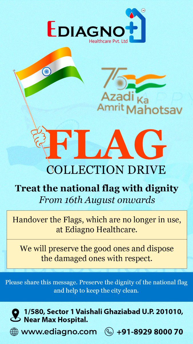 EdiagnoH's tweet photo. Welcome to #ediagno

“Display it correct and adore it with utmost respect.”

We are located at-
1/580, Sector 1, Vaishali Ghaziabad, U.P., 201010

#nationalflag #harghartiranga #azadikaamritmahotsav #respect #edigano #unity #independenceday #75thindependenceday #amritmahotsav https://t.co/aearOIyQ51