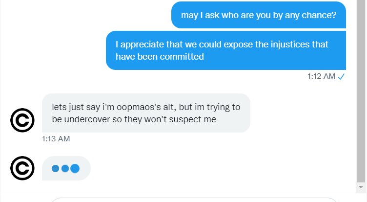 mfkjedi's tweet photo. @staticsstudio @matinencehonor @OopmaOs @CopyrightRoblox these two aren’t the same person because as you can see here clearly, he screenshotted while @copyrightroblox is typing so it can not be the same person. https://t.co/w7OJ7CE2Ws