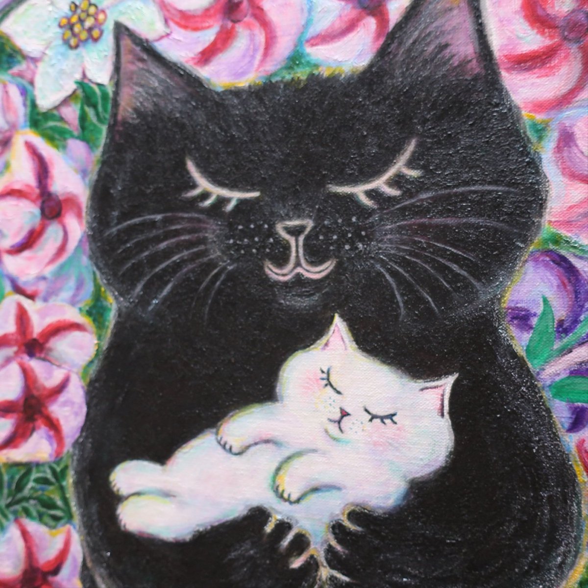 メルカリ絵画　絵 額付き ( 銀 ) 油絵　F4-090518　子猫と女の子洋画