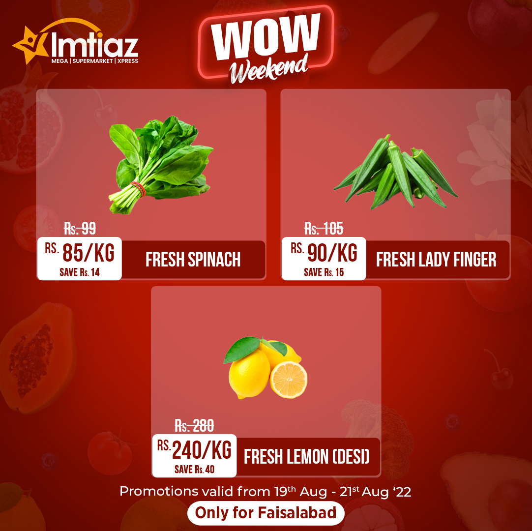 imtiazstores's tweet photo. Like always, we are back with exciting Wow Weekend Offers! So head to our store to shop freshest fruits and vegetables at unmatched prices. ππ₯
#ImtiazStores #WeekendPromotions #WowWeekend https://t.co/owhphZ6Shd