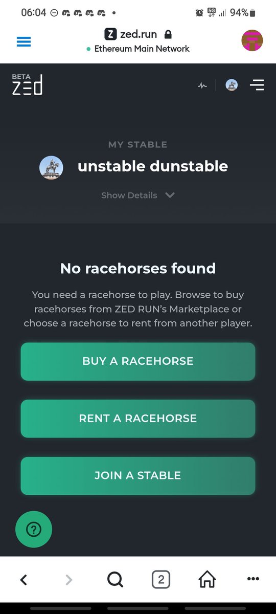 DigitalGodNFT's tweet photo. @zedrun what's up with the platform this morning, apparently I have no horses and races are not showing once they start https://t.co/f0zGsBFv0L