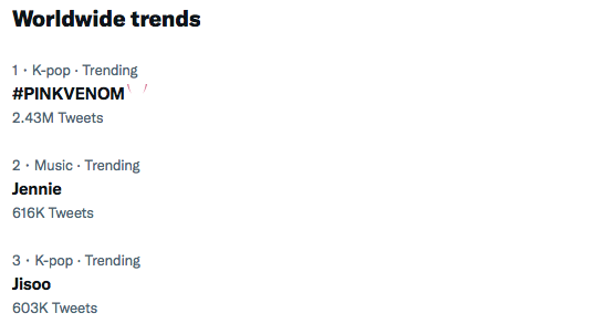 WORLDMUSICAWARD's tweet photo. #BLACKPINK's #JISOO is stunning in new #PINKVENOM MV, and is trending at #3 Worldwide!💪💃✨🌟💥3⃣🌎❤️‍🔥👑🖤💗
🎥https://t.co/PE3VVdpdN1 https://t.co/YOdpkxBmT7