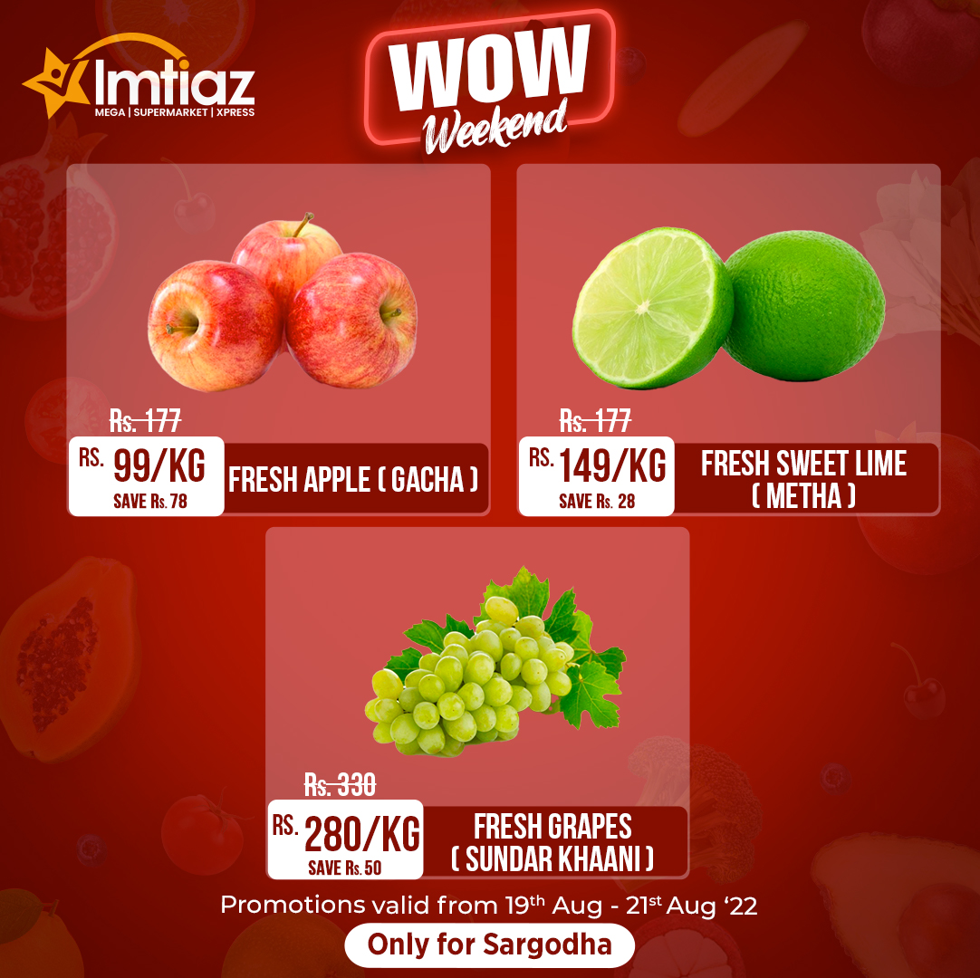 imtiazstores's tweet photo. Like always, we are back with exciting Wow Weekend Offers! So head to our store to shop freshest fruits and vegetables at unmatched prices. 🍇🥒
#ImtiazStores #WeekendPromotions #WowWeekend https://t.co/8K3drKgYWW