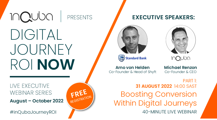 inQubaCX's tweet photo. Join inQuba &amp; @StandardBankZA Shyft to discover how Shyft improved #CX &amp; #digital conversion through deep customer insights &amp; journey orchestration.
40m live #webinar with Q&amp;A. REGISTER 👇
https://t.co/xVtbDevHnC
#CX #customerjourney #fintech @ShyftGlobal https://t.co/PEtNt5ErMy