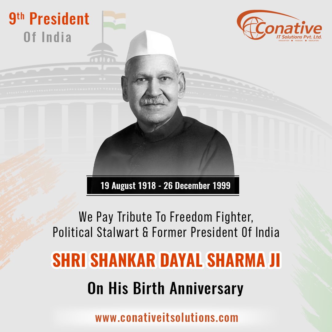 CITSINDORE's tweet photo. We pay tribute to freedom fighter, political stalwart &amp; former President of India, Shri Shankar Dayal Sharma Ji on his birth anniversary.

Remembering One of The Finest Administrator Who Became Ninth President of India 💐🇮🇳🙏

#president #politician #birthanniversary #conative https://t.co/bznfWJx4Dh
