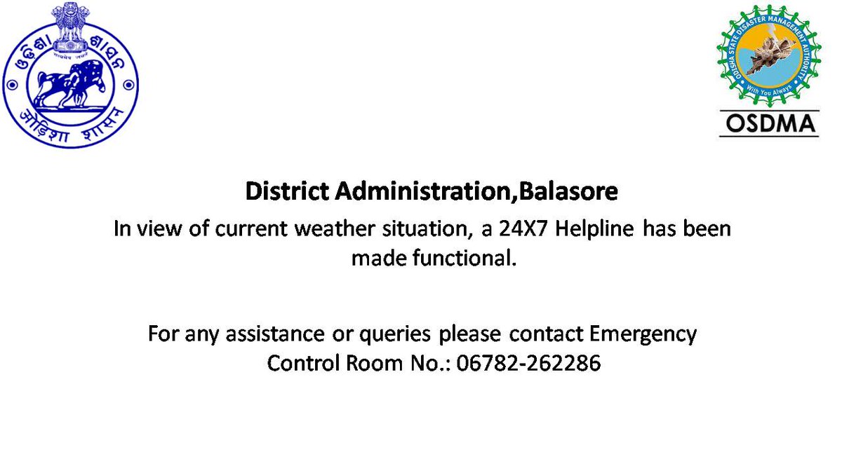 As per IMD forecast there is a possibility of very to very heavy rainfall in the district for next two to three days.Please stay alert and do not venture out to any waterbodies. In case of any assistance please call emergency control room : 06782262286 <a href="/SRC_Odisha/">SRC, Govt of Odisha</a>