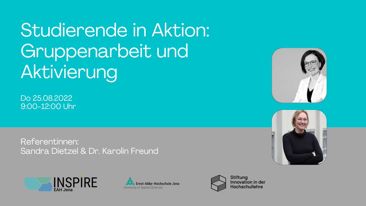 INSPIRE_EAH's tweet photo. Am 25.08. findet unser Workshop "Studierende in Aktion: #Gruppenarbeit und #Aktivierung" statt. In Präsenz @EAHJena! Wir verbinden kooperative Lernmethoden mit digitalen Tools. Anmeldung über die Hochschuldidaktik der #eahjena.
#taskcards
#smartboard
#moodle https://t.co/KJNjfKbXhS