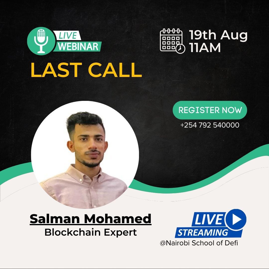 NS_DeFi's tweet photo. Quick book your spot on todays webinar! We had to ensure no-one is left out. Register now and see Salman show you how to adopt Blockchain as a technology. 
Sign up now https://t.co/gMjxlQnaTW / +254 792 540000 
#forex #learnforex https://t.co/yeuDebrvkE