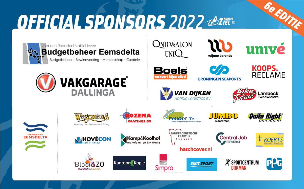 Wie maken de koers mogelijk? Deze fantastische sponsoren! #rondjeziel
