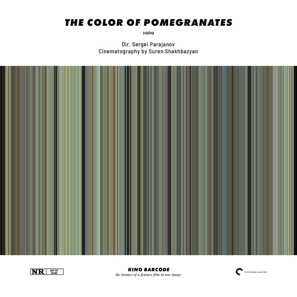 MovieBarcodes's tweet photo. RT @KinoBarcode: THE COLOR OF POMEGRANATES (1969)
Dir. Sergei Parajanov
Cinematography by Suren Shakhbazyan
Distributed by Criterion
Not Rated

#thecolorofpomegranates #sergeiparajanov #moviebarcode #filmbarcode #filmart #cinema #movies #films #cinephile… https://t.co/gXRBP0OV8L