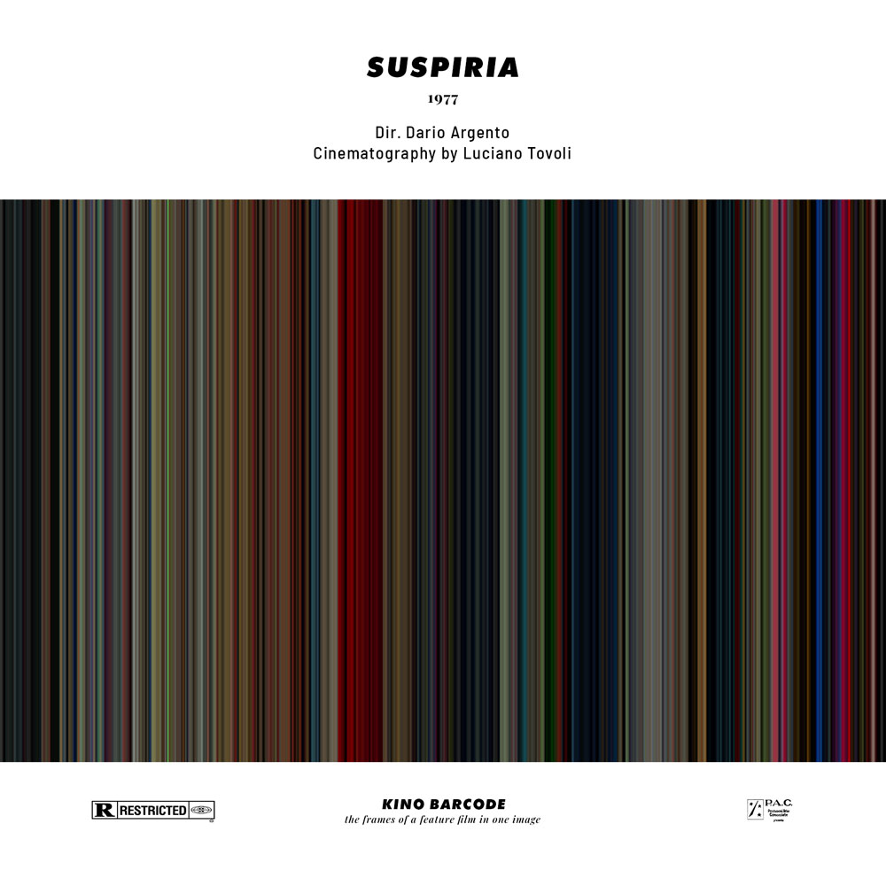 MovieBarcodes's tweet photo. RT @KinoBarcode: SUSPIRIA (1977)
Dir. Dario Argento
Cinematography by Luciano Tovoli
Distributed by Produzioni Atlas Consorziate
Rated R

#suspiria #darioargento #filmposter #moviebarcode #filmstagram #film #cinema #cinephile #kino https://t.co/2KMataDQOs