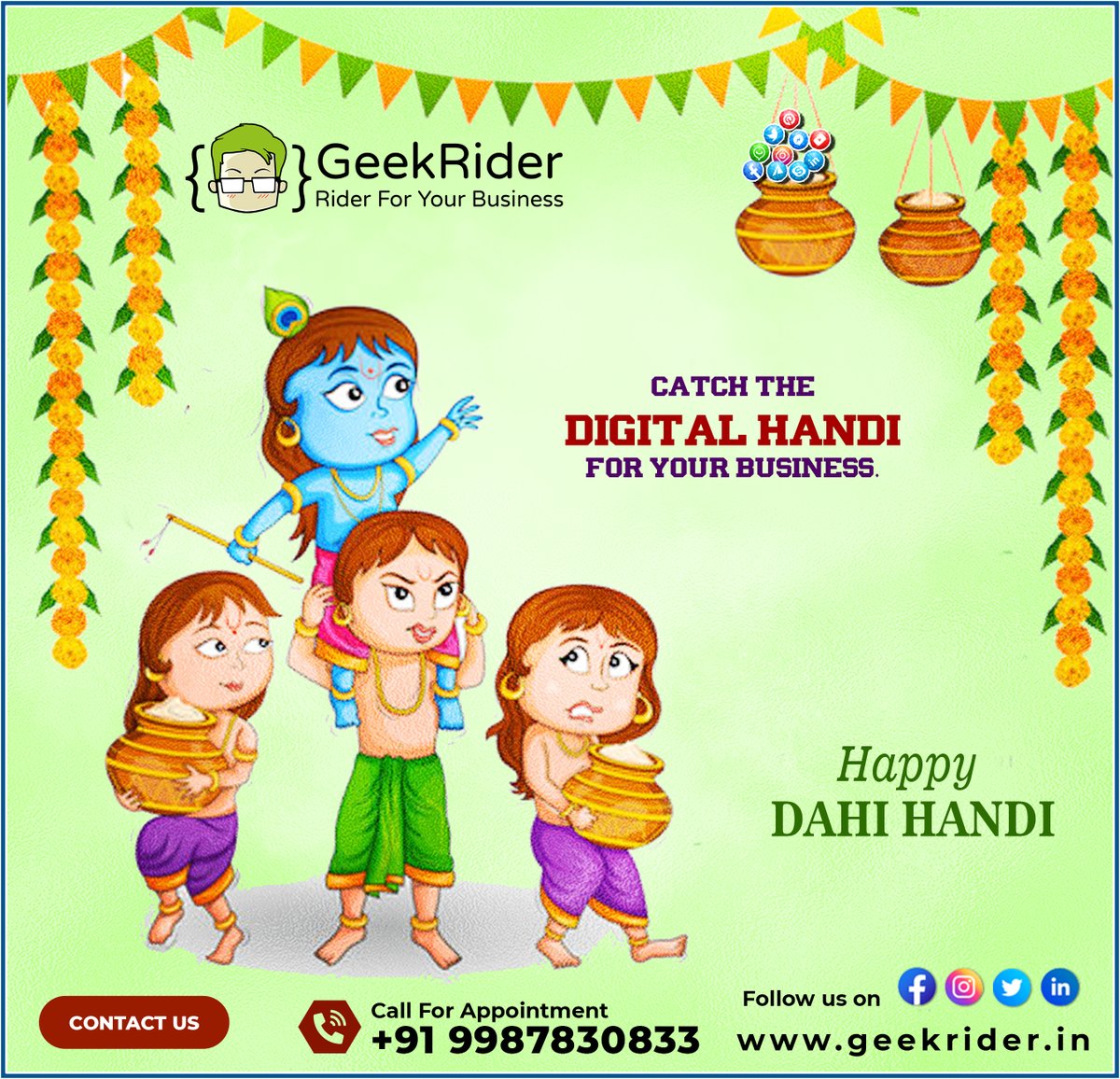 GeekRiderin's tweet photo. Hathi Ghoda Palkhi, Jai Kanhaiya Laal Ki. 
Dahi Handi Ki Dheron Shubh Kamnayein.

#geekrider @geekriderin #graphicdesigns #websitedesign #printing #janmasthami #krushnajanmasthami #जन्माष्टमी #कृष्ण #कृष्णा #कान्हा https://t.co/2eSKTgyNpa